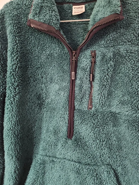 Victoria's Secret PINK Plush Half-Zip Sherpa Pullover - Dark Green - Picture 2 of 5